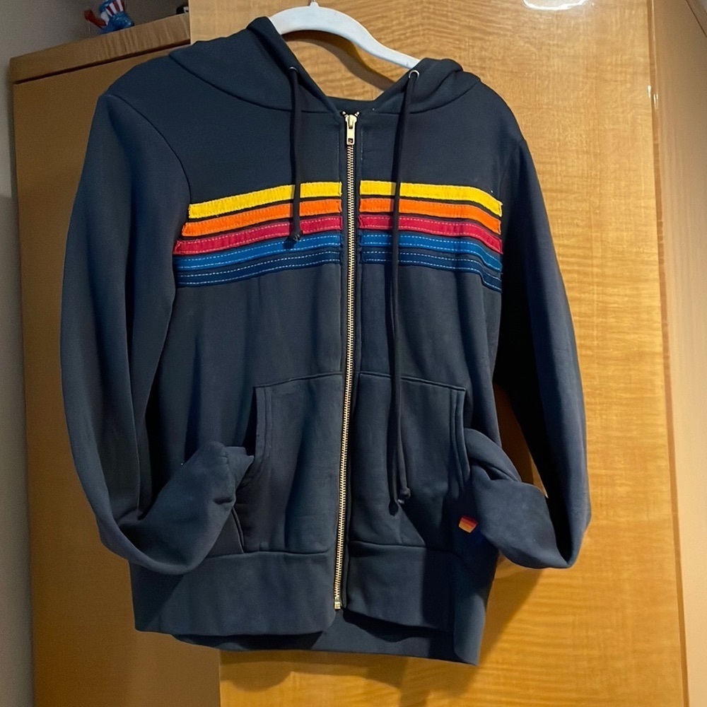 Aviator nation 5 stripe hoodie navy XS